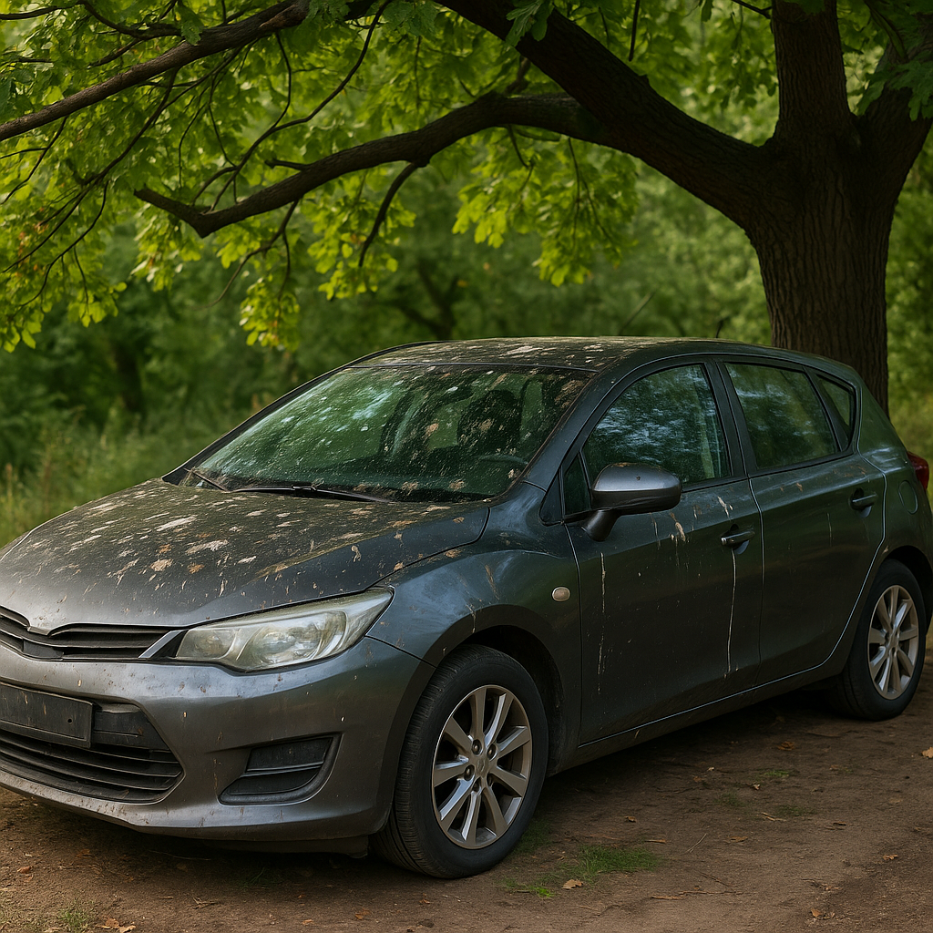 Kodėl nereikėtų statyti automobilio po medžiais